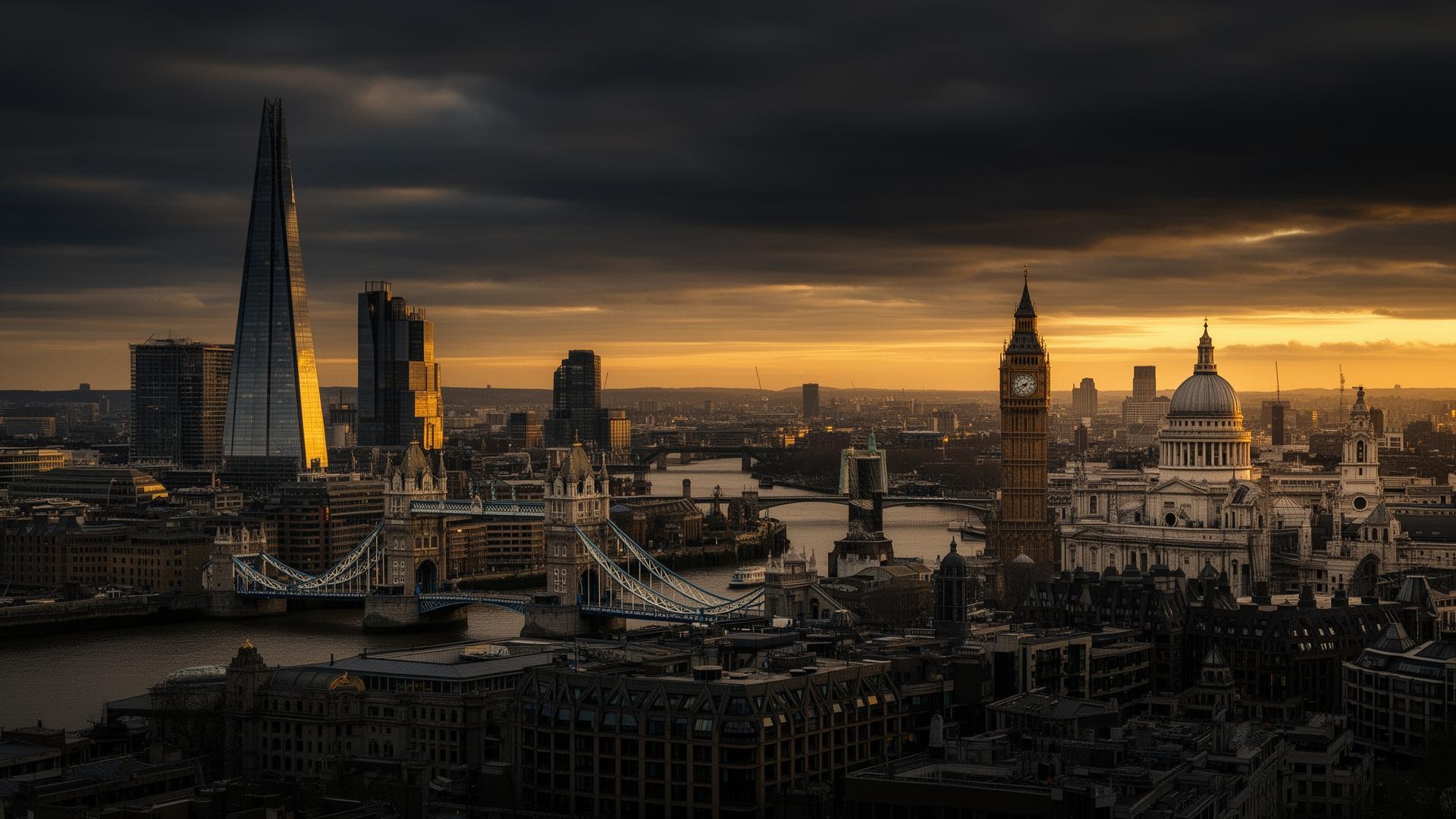 London skyline at dusk
